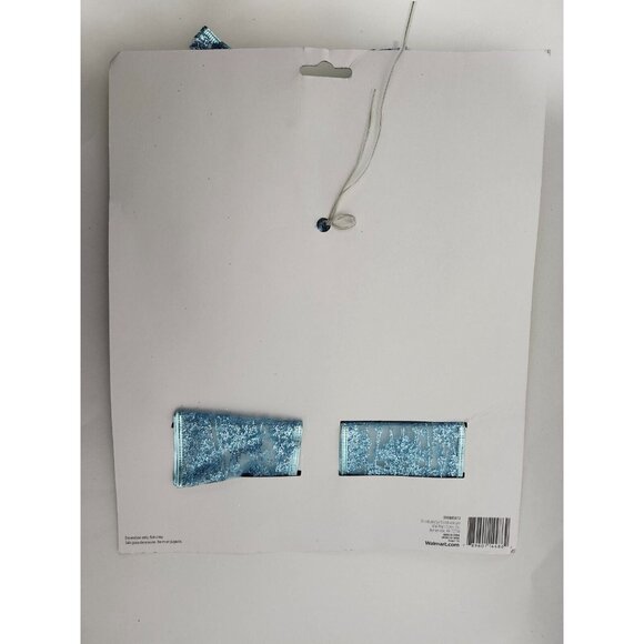 Large Teal Glitter Wired Ribbon 26" Tail Christmas 11" Wide - Picture 2 of 5